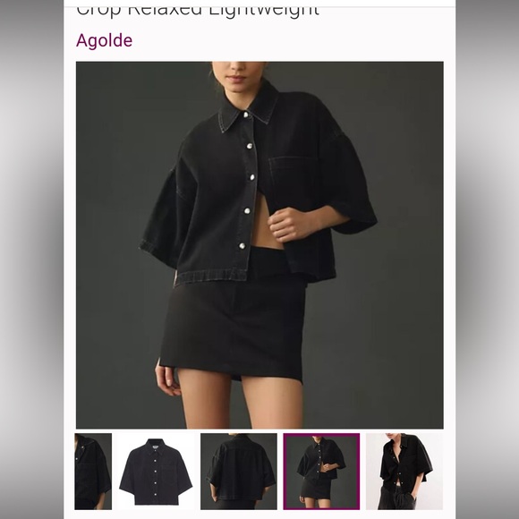 Agolde Tops - AGOLDE denim Rona box crop shirt in washed black intense